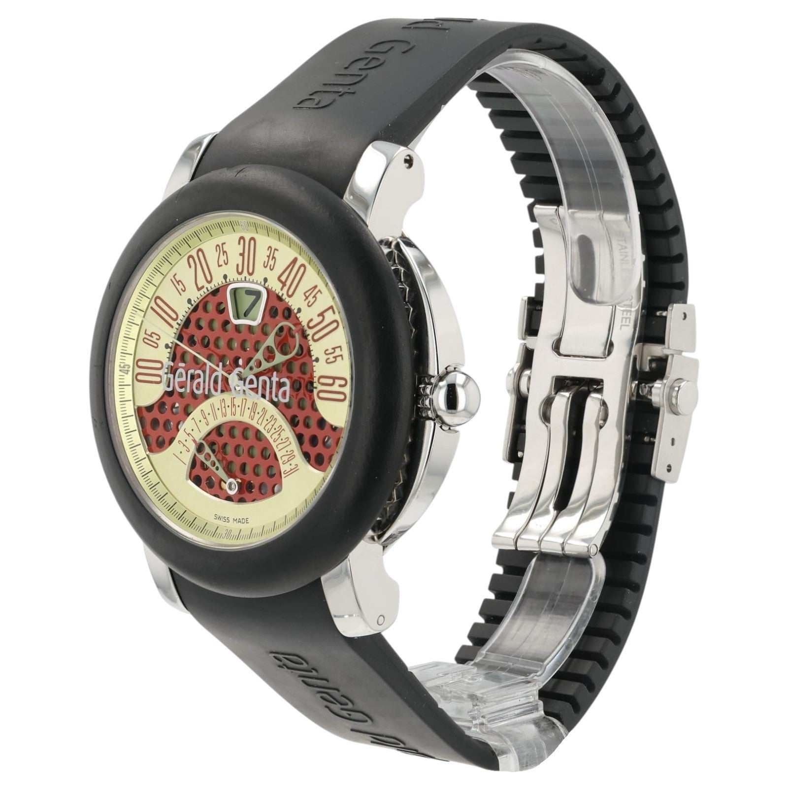 Gerald Genta Arena Bi-Retro Red & Yellow Dial Steel 45mm Automatic Mens BSP.Y.10