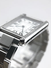 Cartier Tank Solo Extra Large Automatic Steel Mens Watch W5200028 AM Diamonds