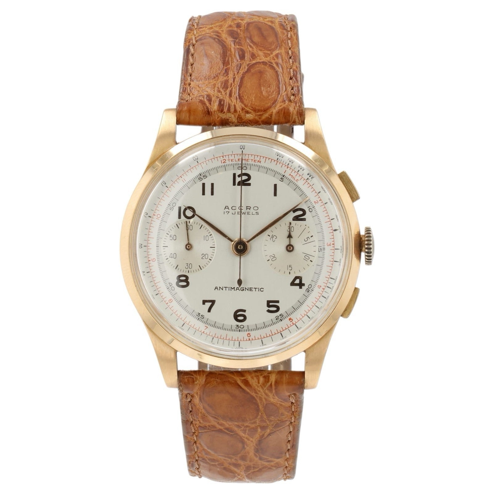 Accro 310 Silver Dial 18k Rose Gold 39.5mm Manual Wind Movement Mens Watch