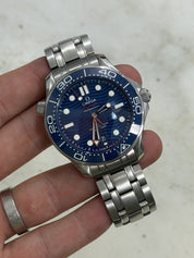2021 Omega Seamaster Wave 300m Diver Blue Ceramic Watch 210.30.42.20.03.001