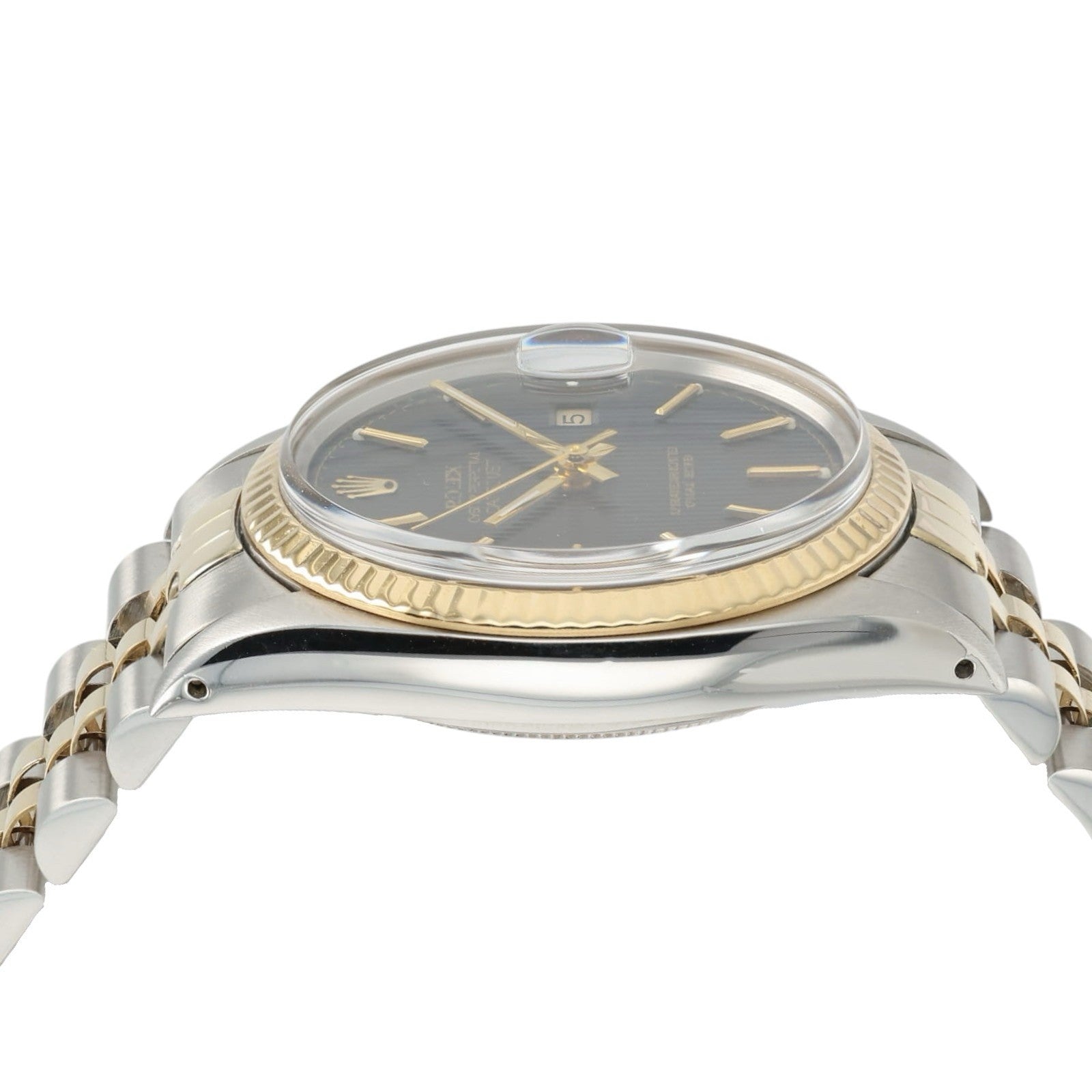 Rolex Two-tone Datejust Black Tapestry Dial 18k Gold & Steel 36mm Mens 16013