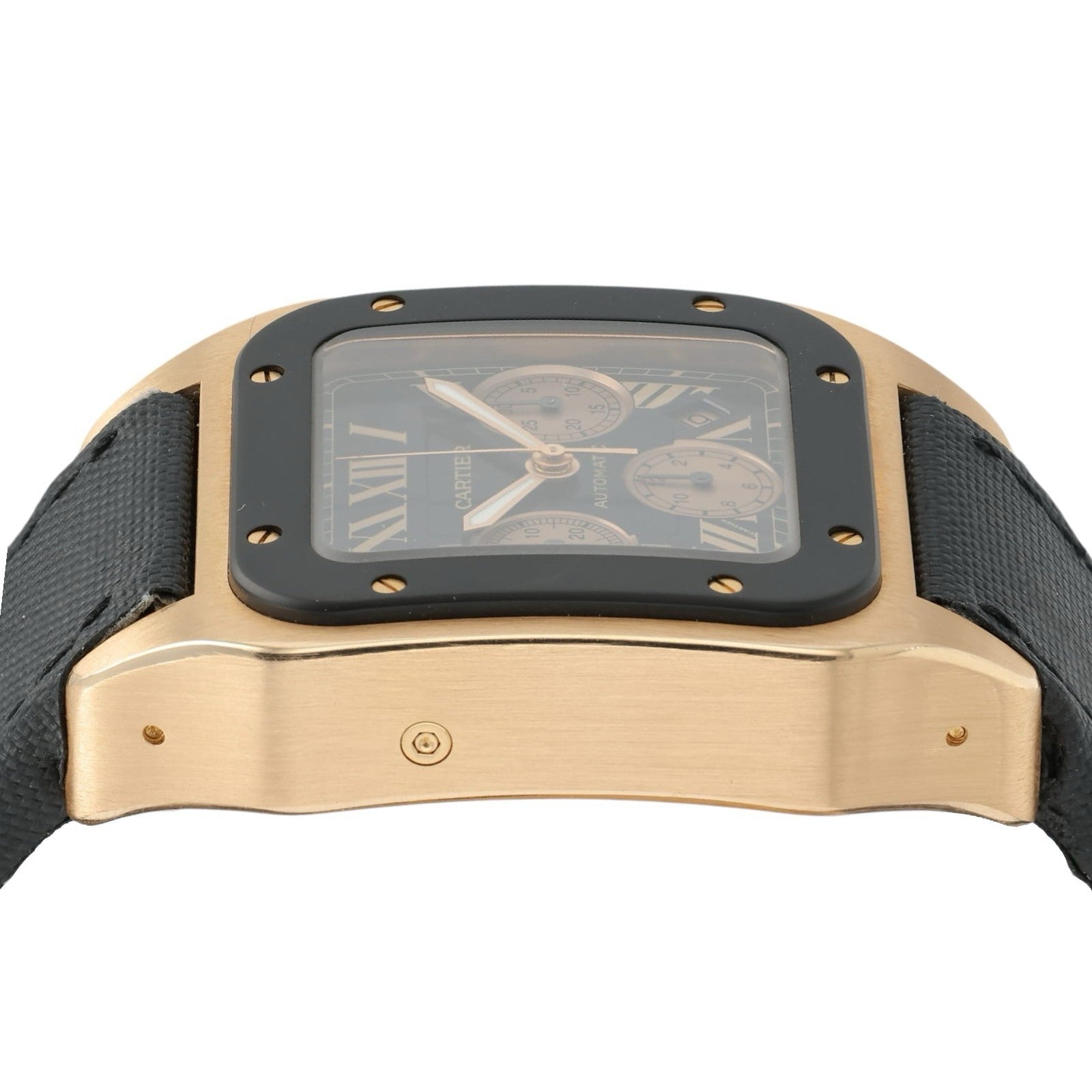 Cartier Santos XL Chrono Black Dial 18k Rose Gold 46mm Auto Men’s Watch W2020003