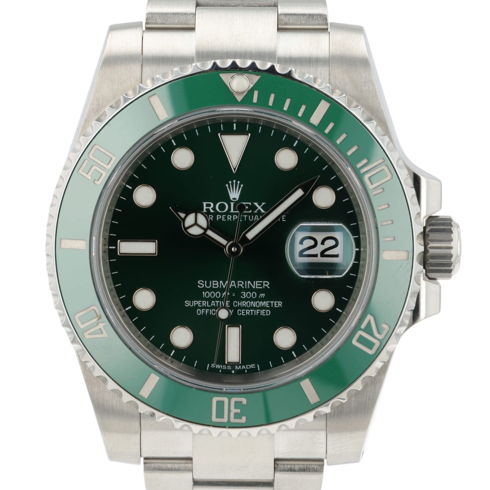 Rolex Submariner “Hulk” Green Dial Steel 40mm Automatic Men's Watch 116610LV