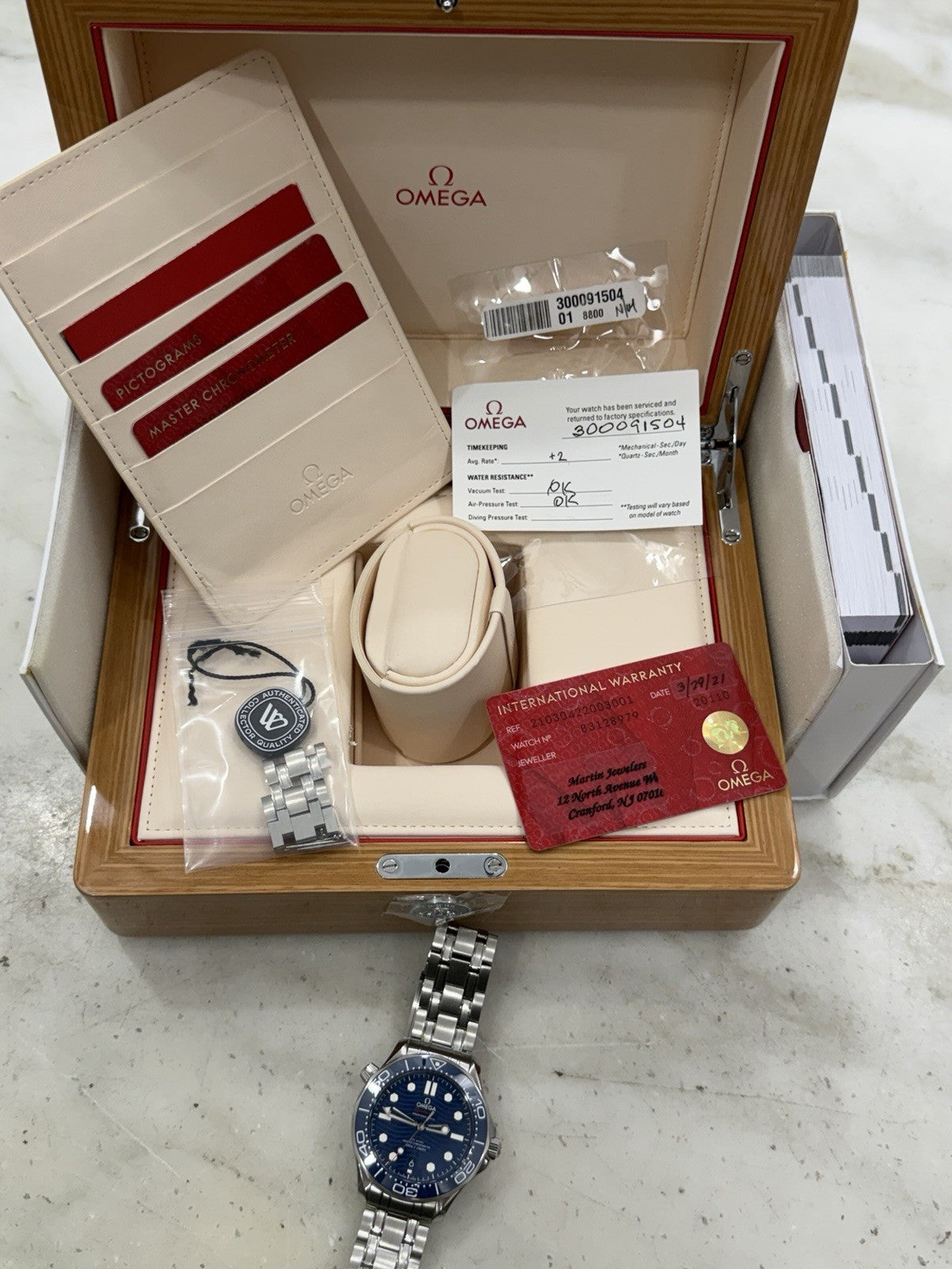 2026 SERVICE Omega Seamaster Date 300m Diver Blue Watch 210.30.42.20.03.001