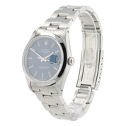 Rolex Oyster Perpetual Date Steel Blue Dial 34mm Automatic Mens Watch 15200