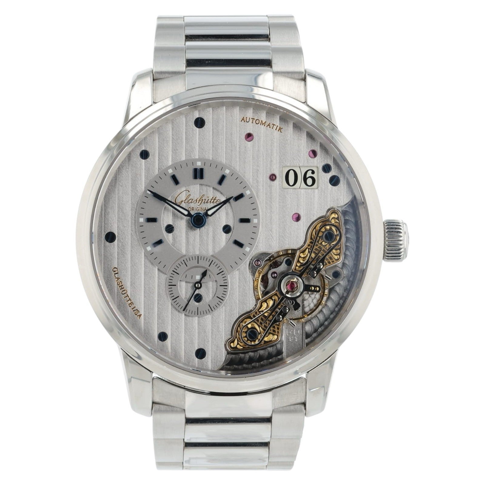 Glashutte PanoMaticInverse Silver Dial Steel 42mm Men's Watch 1-91-02-02-02-71