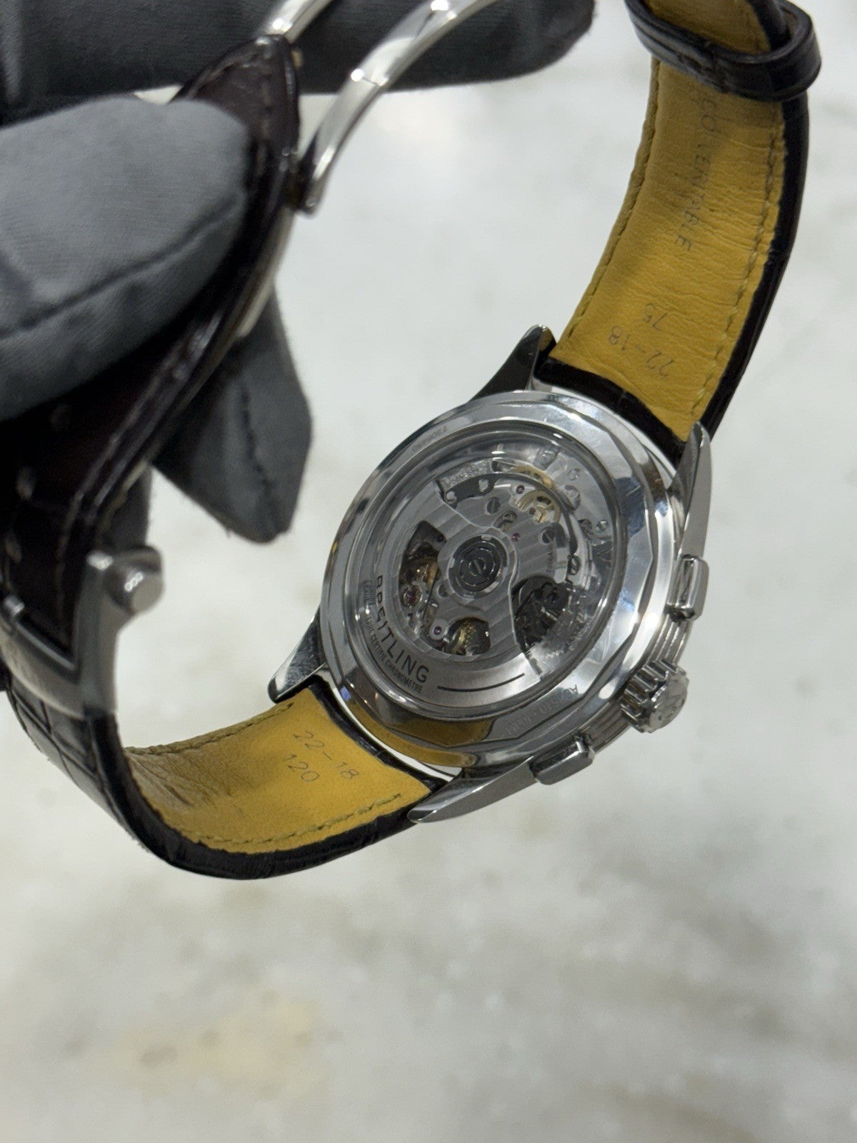 Breitling B25 Datora 42mm Premier Chronograph Calendar Moonphase Salmon AB2510