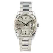Rolex Date Silver Roman Dial Stainless Steel 34mm Automatic Watch 115234