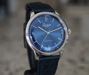 Glashutte Original Senator Sixties Steel Blue Dial Mens Watch - Box & Papers
