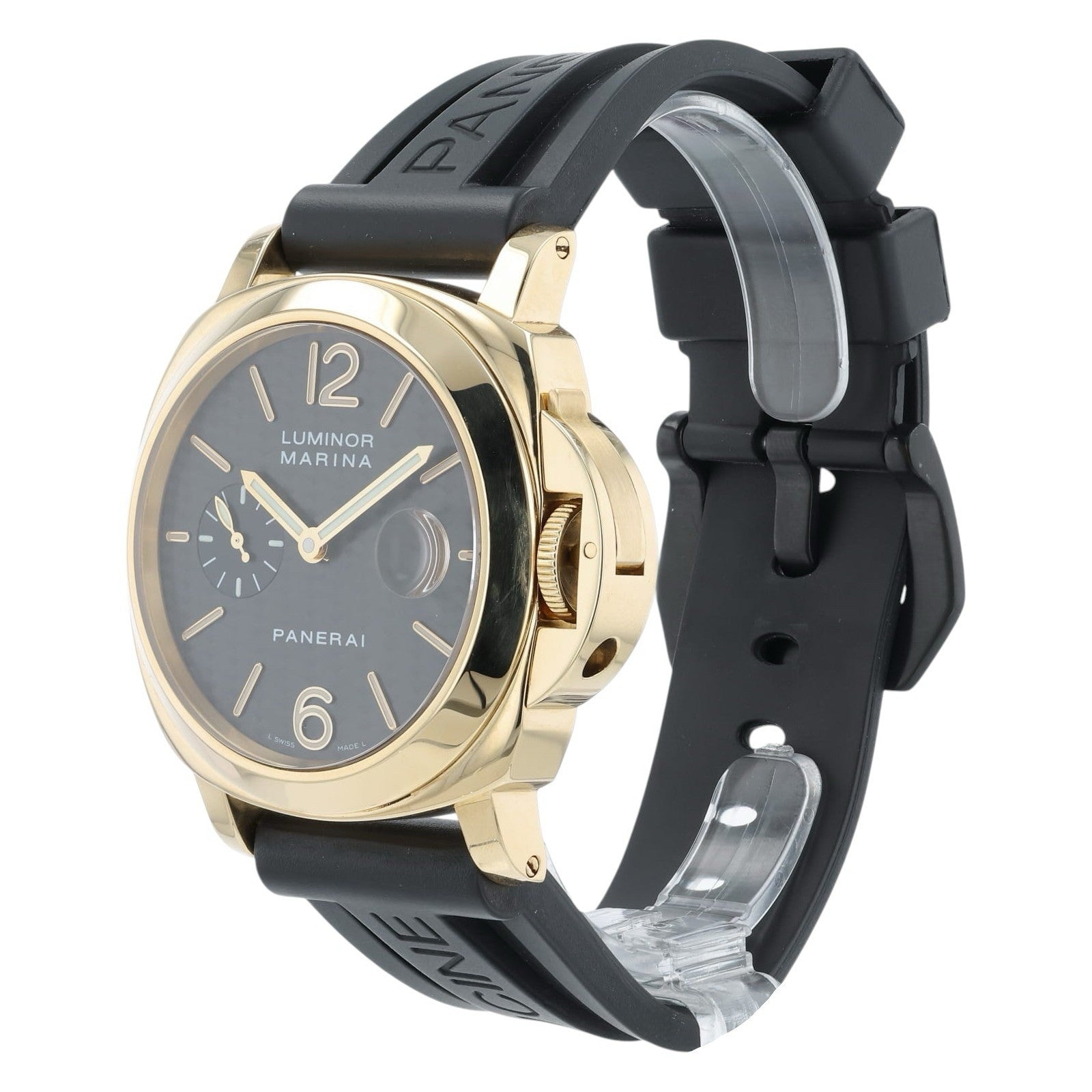 Panerai Luminor Marina Black Dial 18k Yellow Gold 44mm Automatic Mens PAM00140