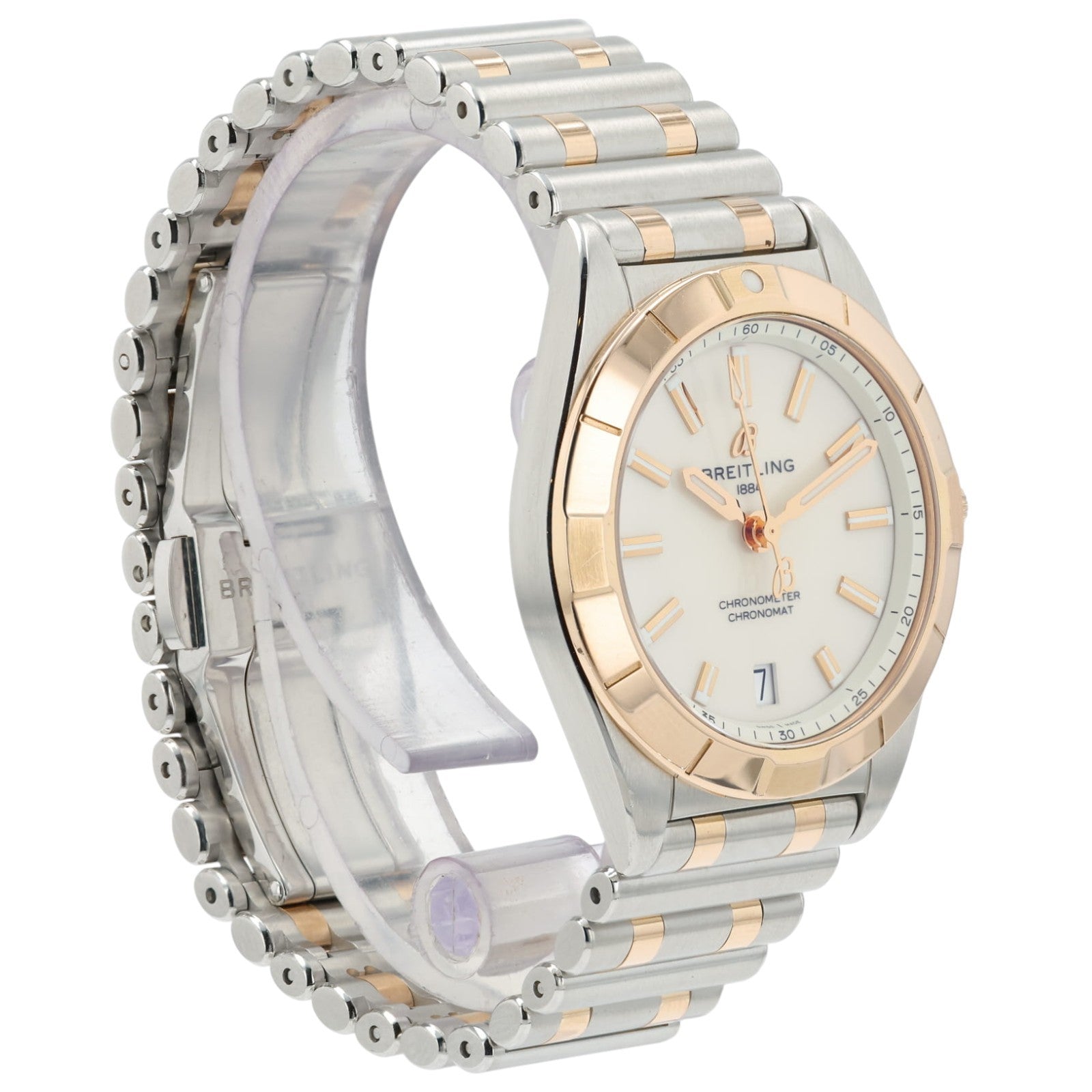 Breitling Chronomat White Dial 18k Rose Gold & Steel 32mm Quartz Womens U77310