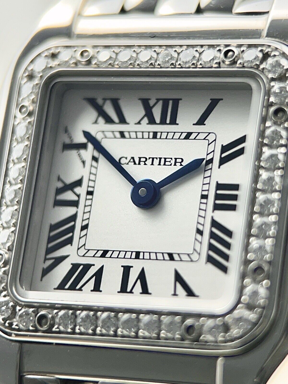 Cartier Panthere Stainless Steel 22mm Quartz Watch Diamond Bezel W4PN0007