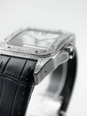 Cartier Santos 100 LM W20073X8 Silver Dial Automatic Men's Watch AM Diamonds