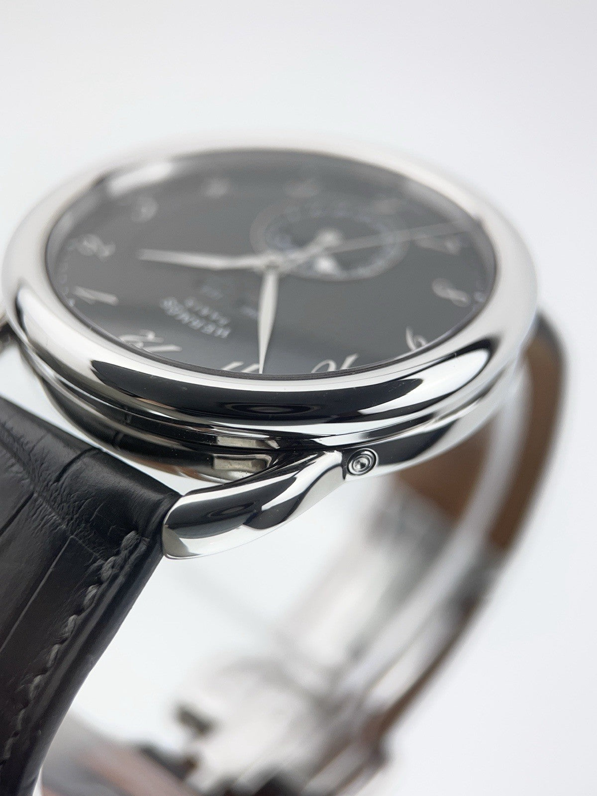 Hermes Arceau Stainless Steel Grey Black Dial 43mm Automatic Mens Watch AR8.810