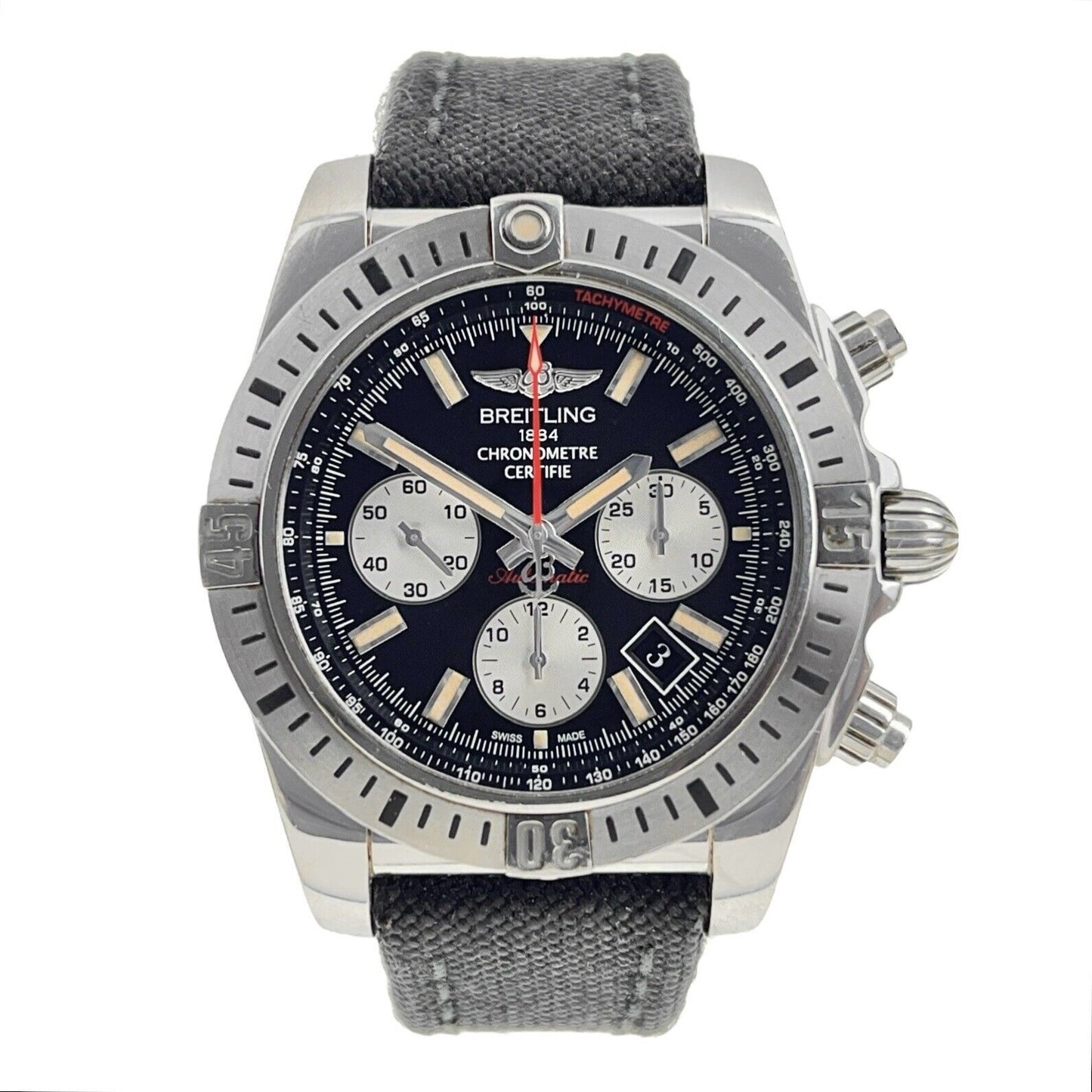 Breitling Chronomat Steel Black 44mm Automatic Men’s Watch AB0115 - Box/Papers
