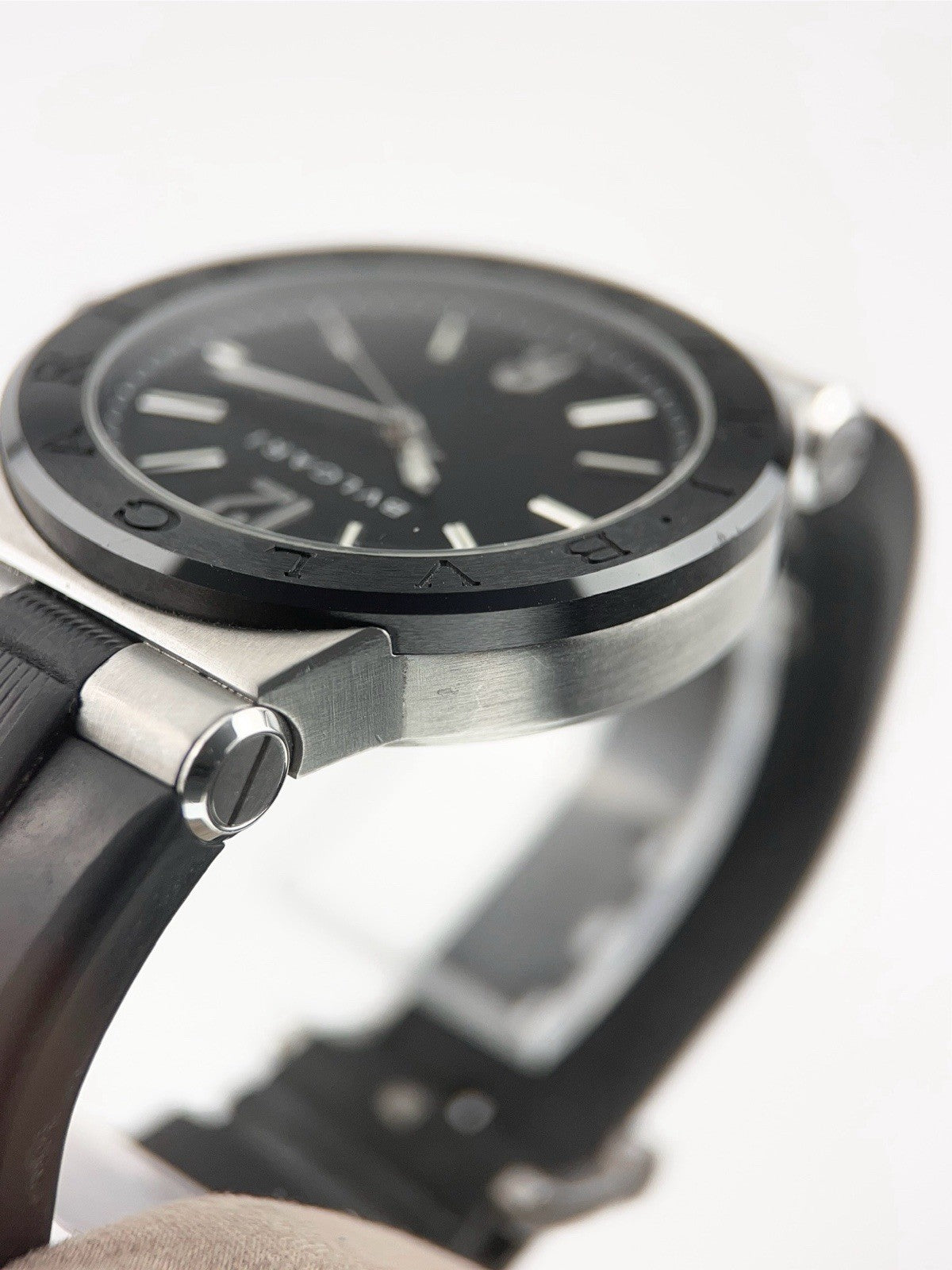 Bulgari Diagono Stainless Steel Black Dial 42mm Automatic Mens Watch DG42SC