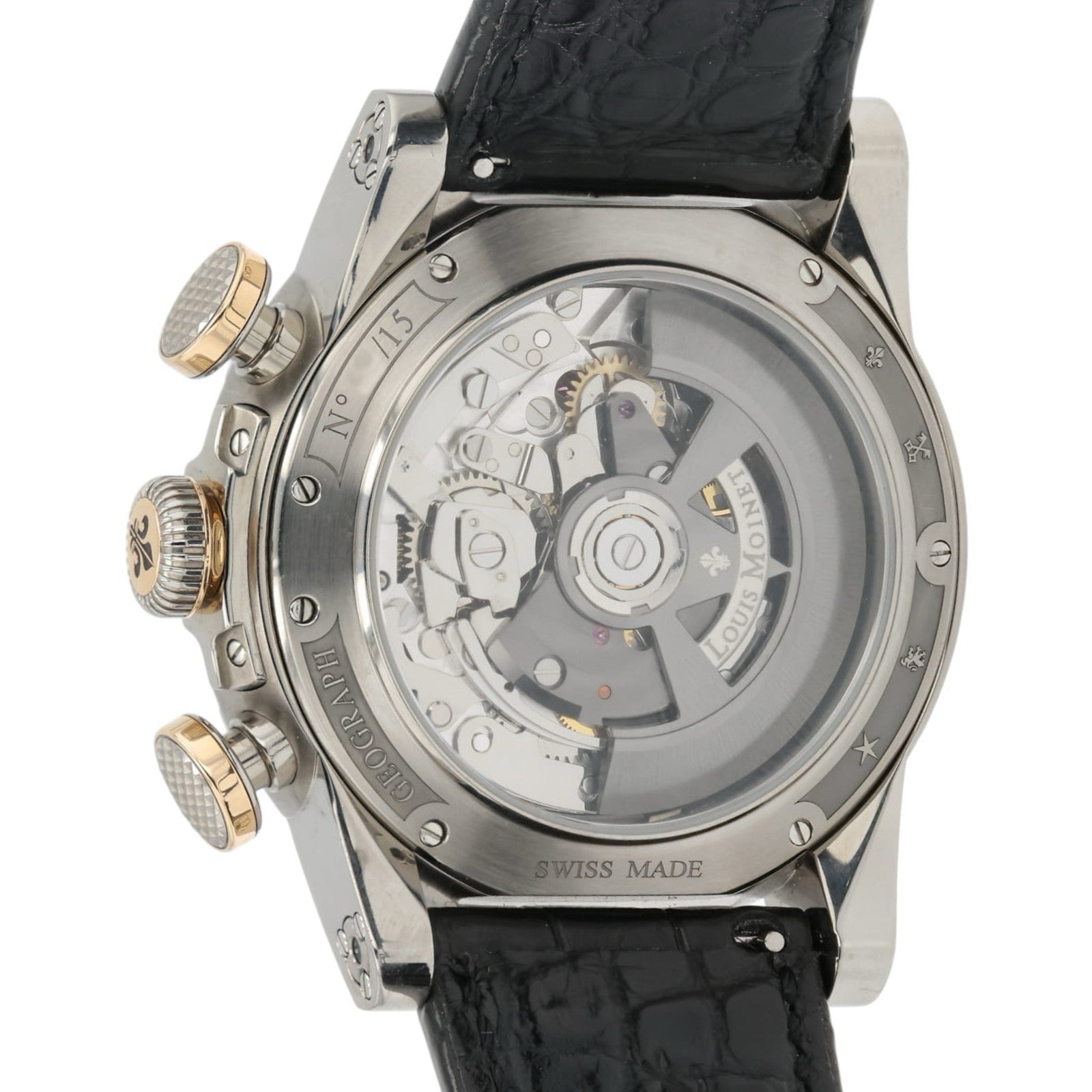 Louis Moinet Geograph Black Dial Steel and Rose Gold 45.5mm Automatic Mens Watch