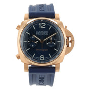Panerai Luminor Marina 18k Rose Gold Blue Dial 44mm Automatic Mens Watch PAM0111