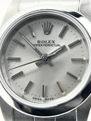 Rolex Oyster Perpetual Ladies 24mm Automatic Watch Silver Dial 76080