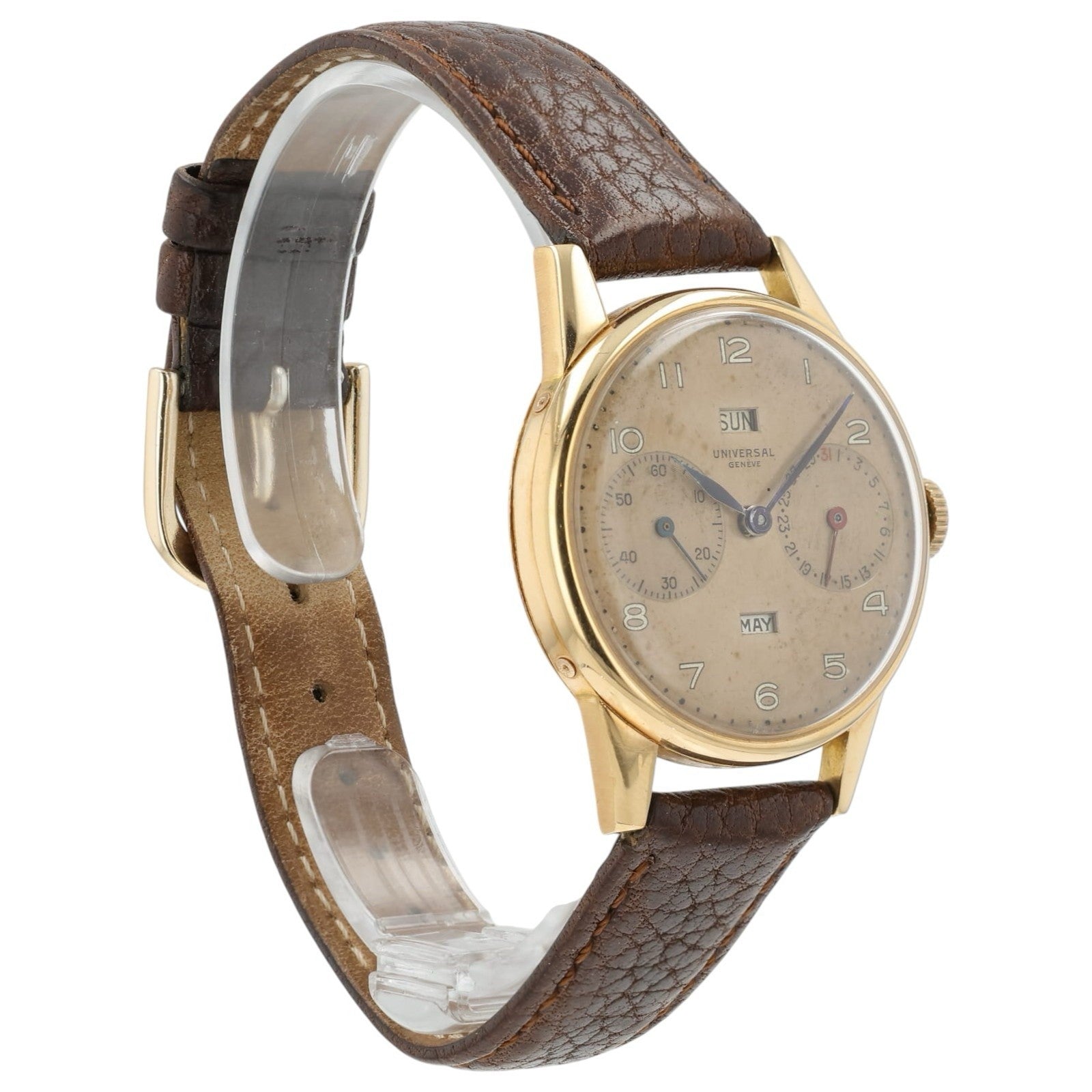 Universal Geneve Triple Date 18k Rose Gold 32.5mm Manual Wind Men’s Watch 113C1