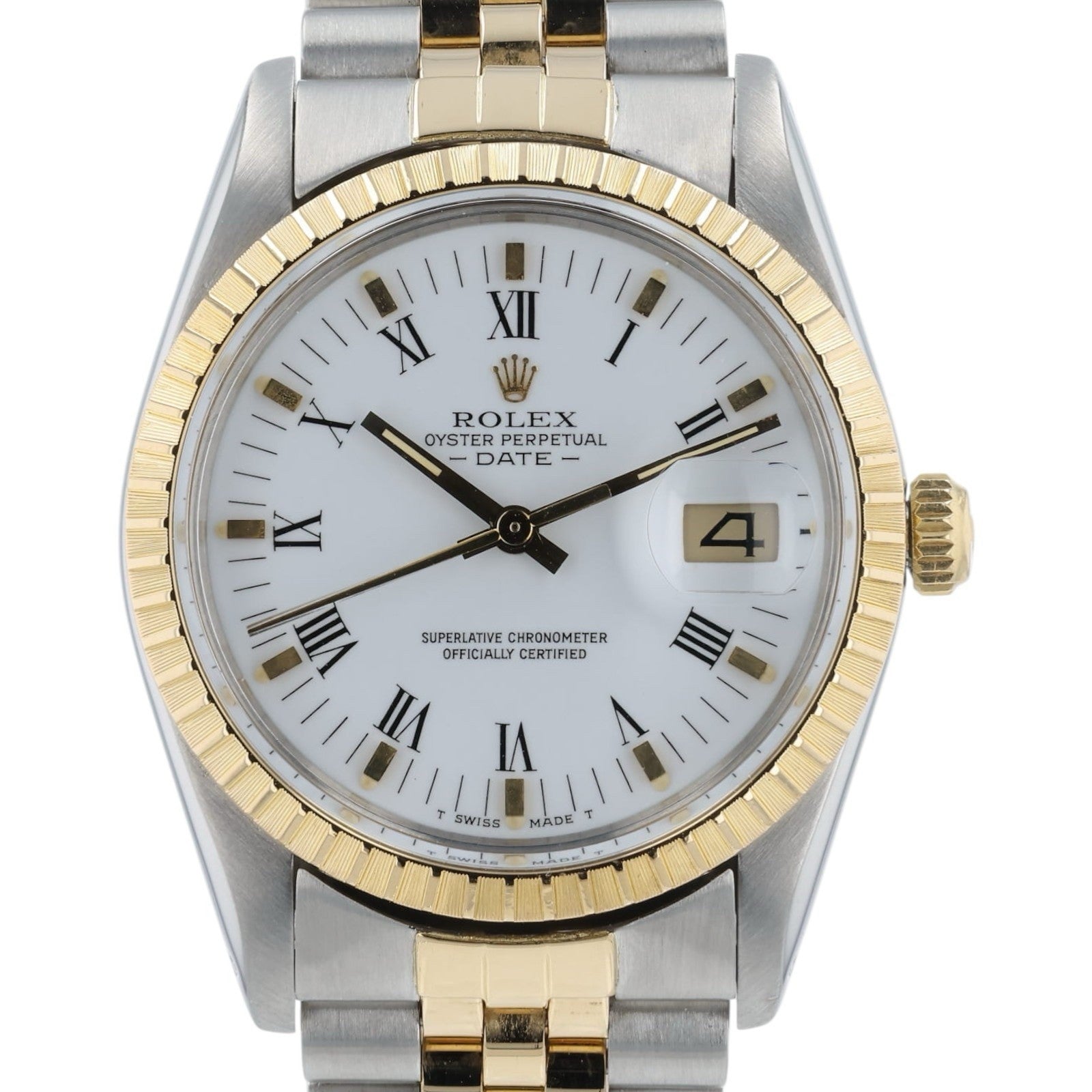 Rolex Date White Dial Gold & Steel 34mm Automatic Movement Men’s Watch 15053