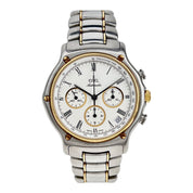 Men's Ebel 1911 Automatic Chronograph Date Watch 134901 White Dial Steel & Gold