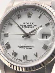 Rolex Datejust Stainless Steel White Dial 36mm Automatic Men’s Watch 16234