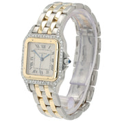 Cartier Panthere Silver Dial Steel and Gold 27mm Quartz Diamond Watch 1100