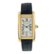 Cartier Tank Americaine Medium Automatic 18kt Yellow Gold Guilloche Roman Dial