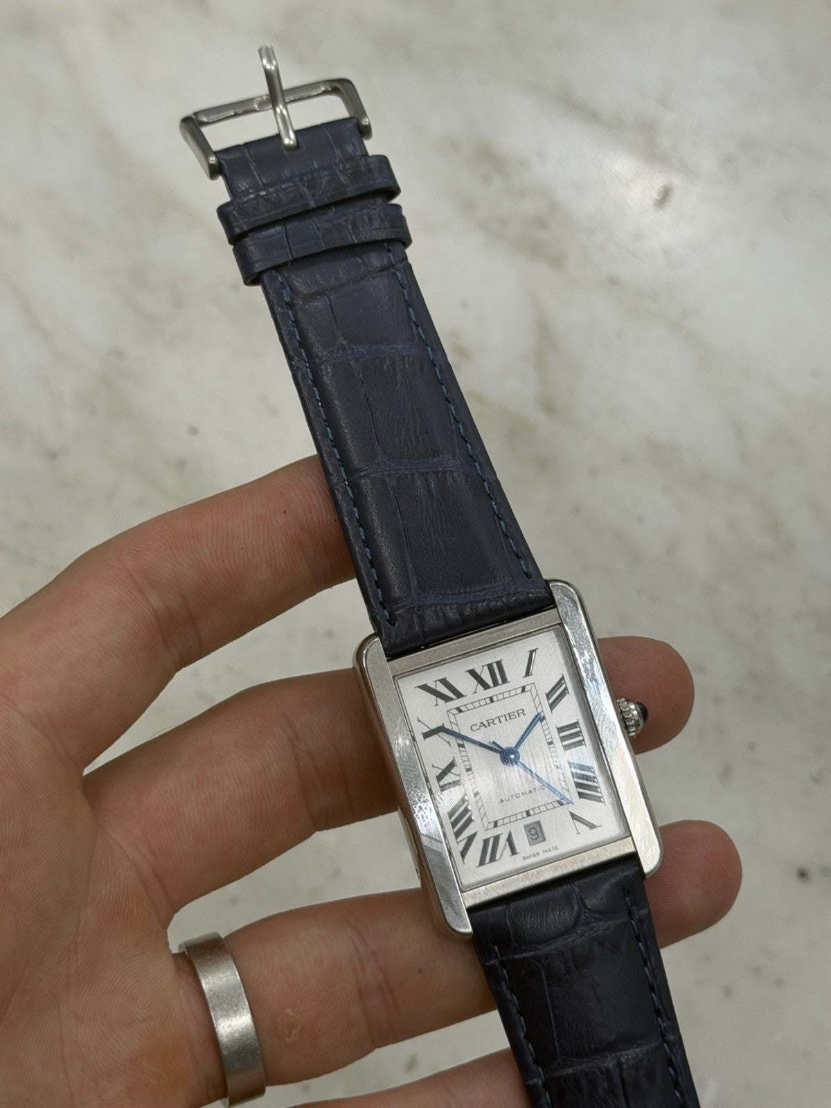 Cartier Tank XL Silver Dial Stainless Steel 31mm Automatic Watch W5200027