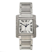 Cartier Tank Francaise Diamond Bezel Steel 28mm Automatic Women's Watch W51002Q3