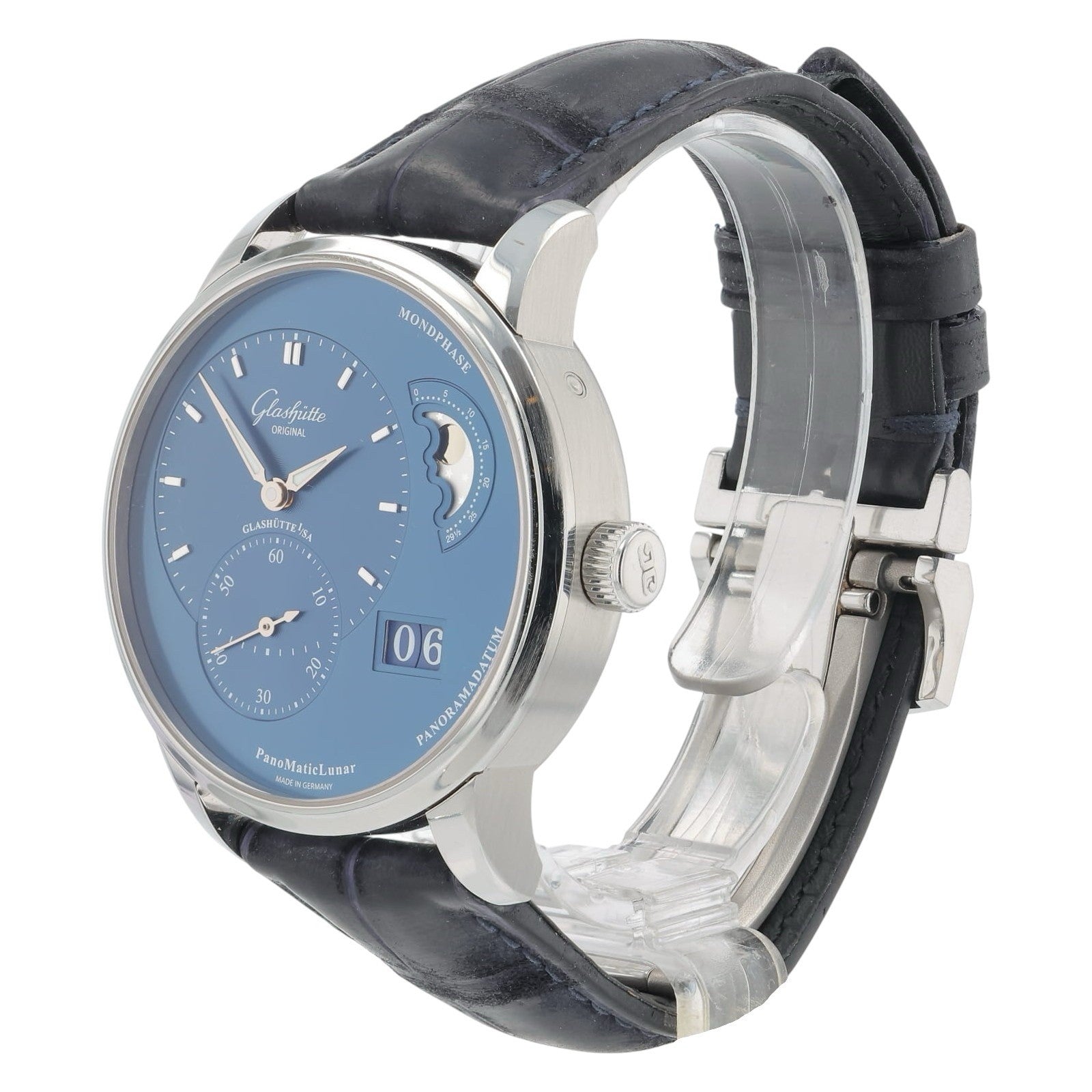 Glashutte Original Panomaticlunar Steel Blue Dial 40mm Watch 1-90-02-46-32-01