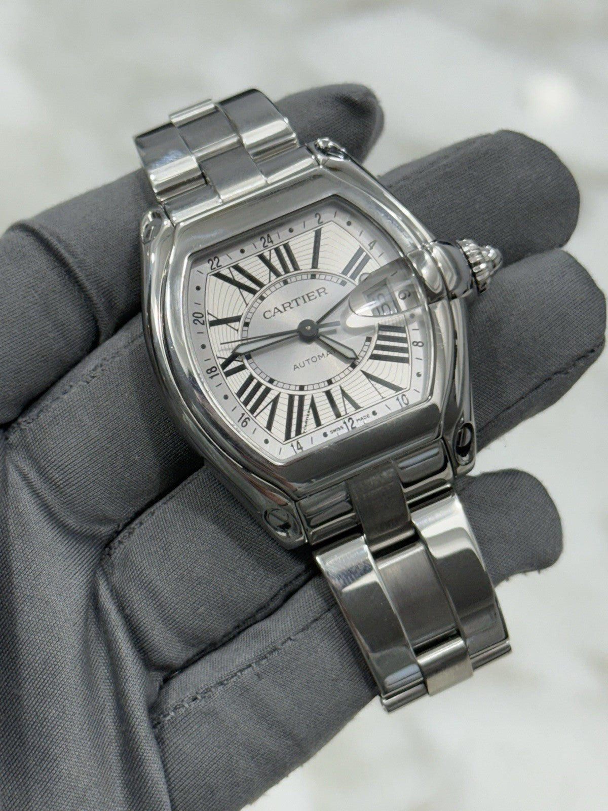 Cartier Roadster XL GMT Stainless Steel 42mm Automatic Mens Watch W62032X6