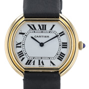 Cartier Stepped Ellipse 18k Yellow Gold 28mm White Dial Manual Wind Watch 7809