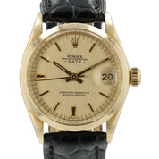 Rolex Date Champagne Dial 14k Yellow Gold 31mm Automatic Women's Watch 6824