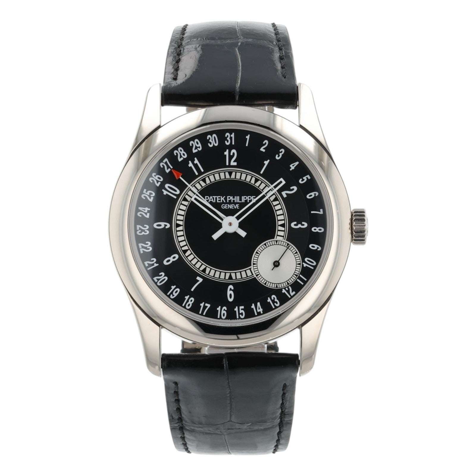 Patek Philipe Calatrava Black Dial 18k White Gold 39mm Auto Men’s Watch 6006G