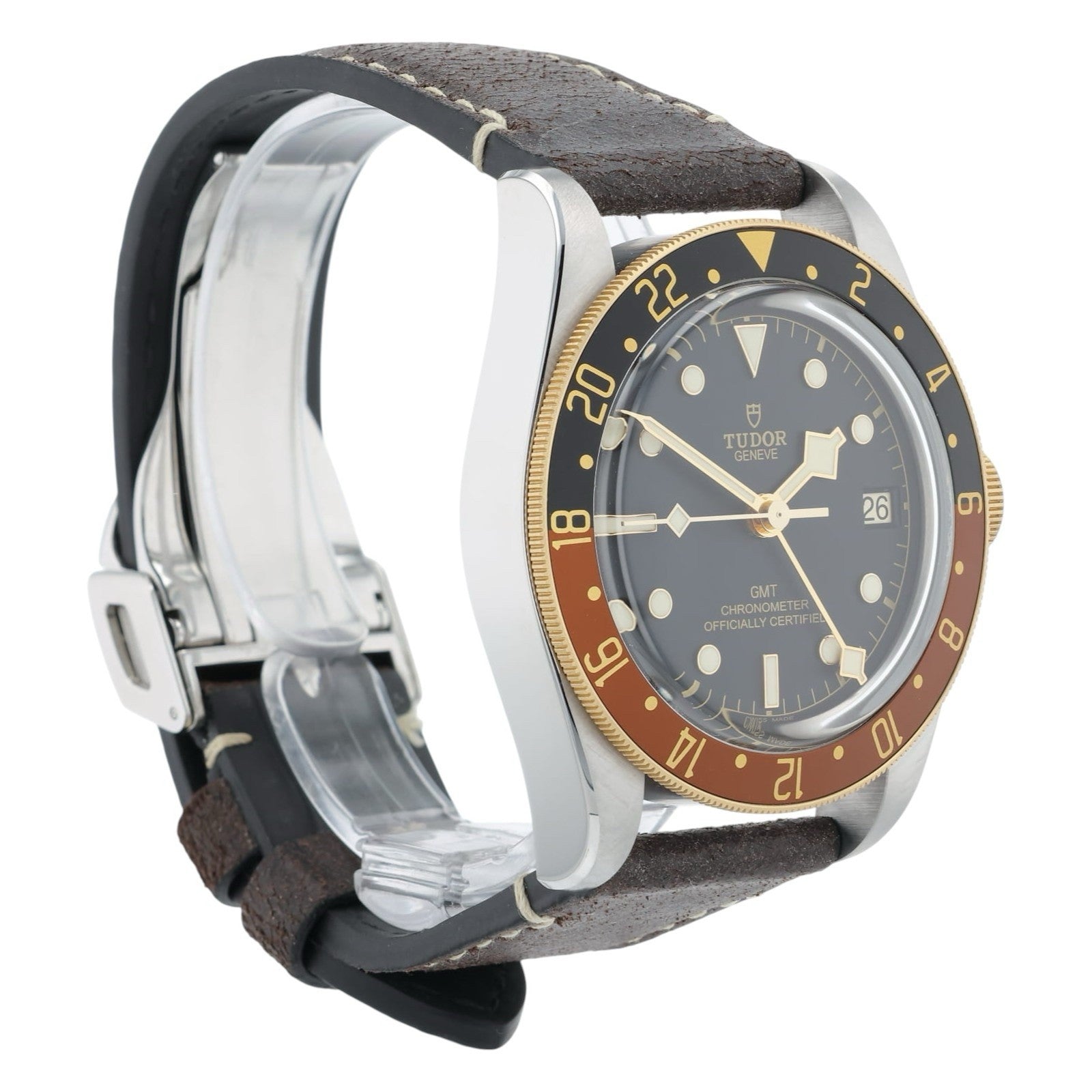 2023 Tudor Black Bay GMT Root Beer Brown Black Steel Gold Watch 79833MN B+P