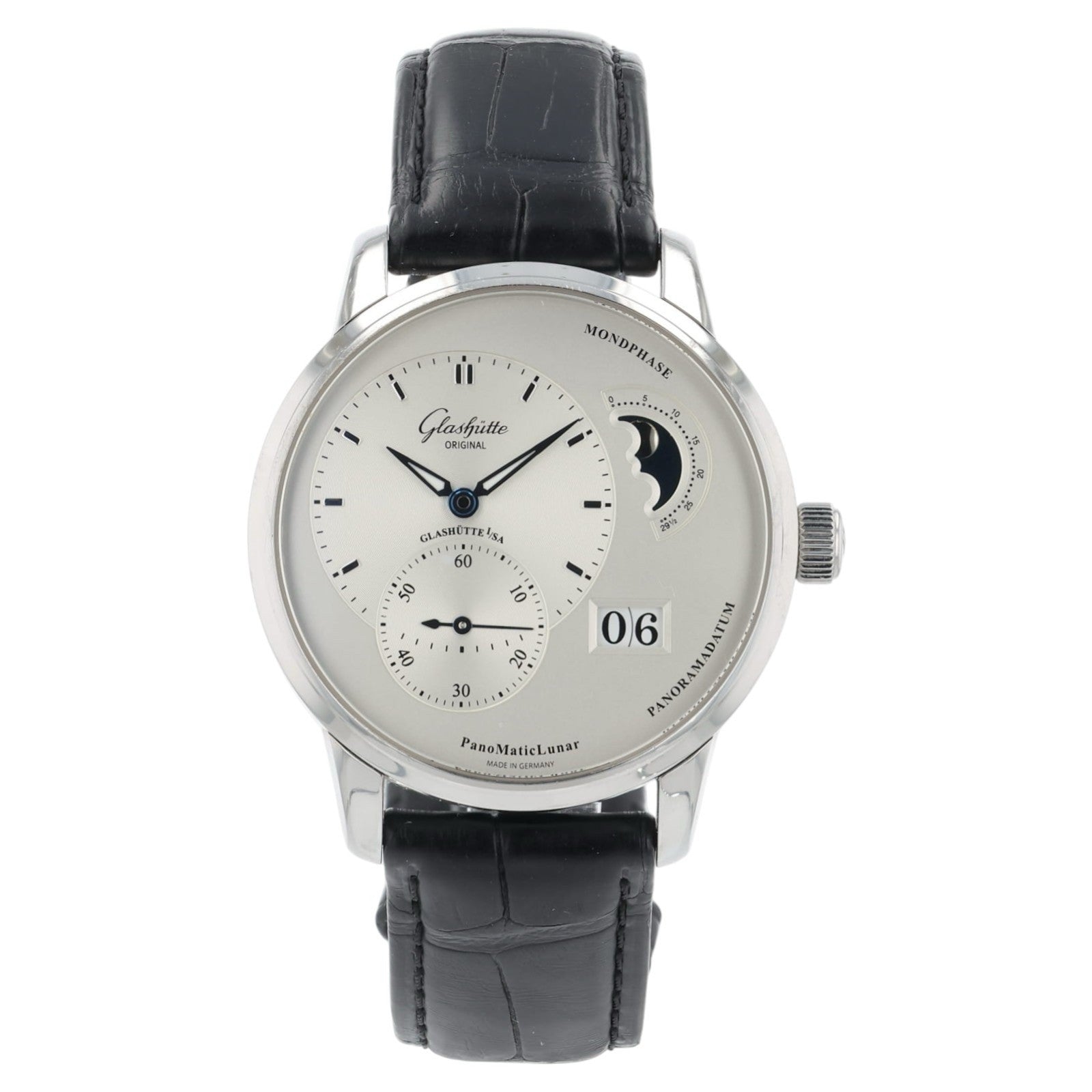 Glashutte Original PanoMaticLunar Steel Silver Dial 40mm Automatic Men's Watch