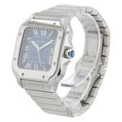Cartier Santos Stainless Steel Blue Dial Medium Size Automatic Mens WSSA0063