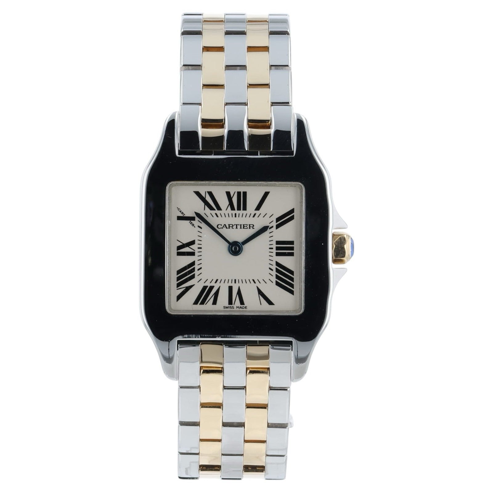 Cartier Santos Demoiselle Silver Dial Gold & Steel 27mm Quartz Women's W25067Z6