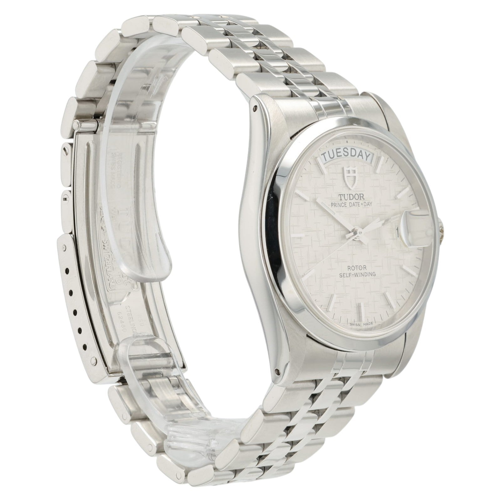 Tudor Prince Date Day Silver Linen Dial Steel 36mm Automatic Mens Watch 76200
