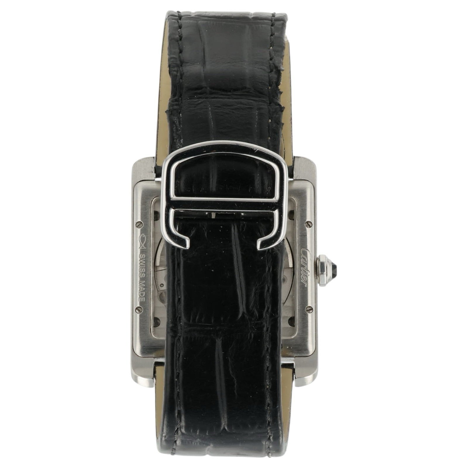 Cartier Tank Silver Dial Stainless Steel Diamond 34mm Automatic Watch WSTA0007