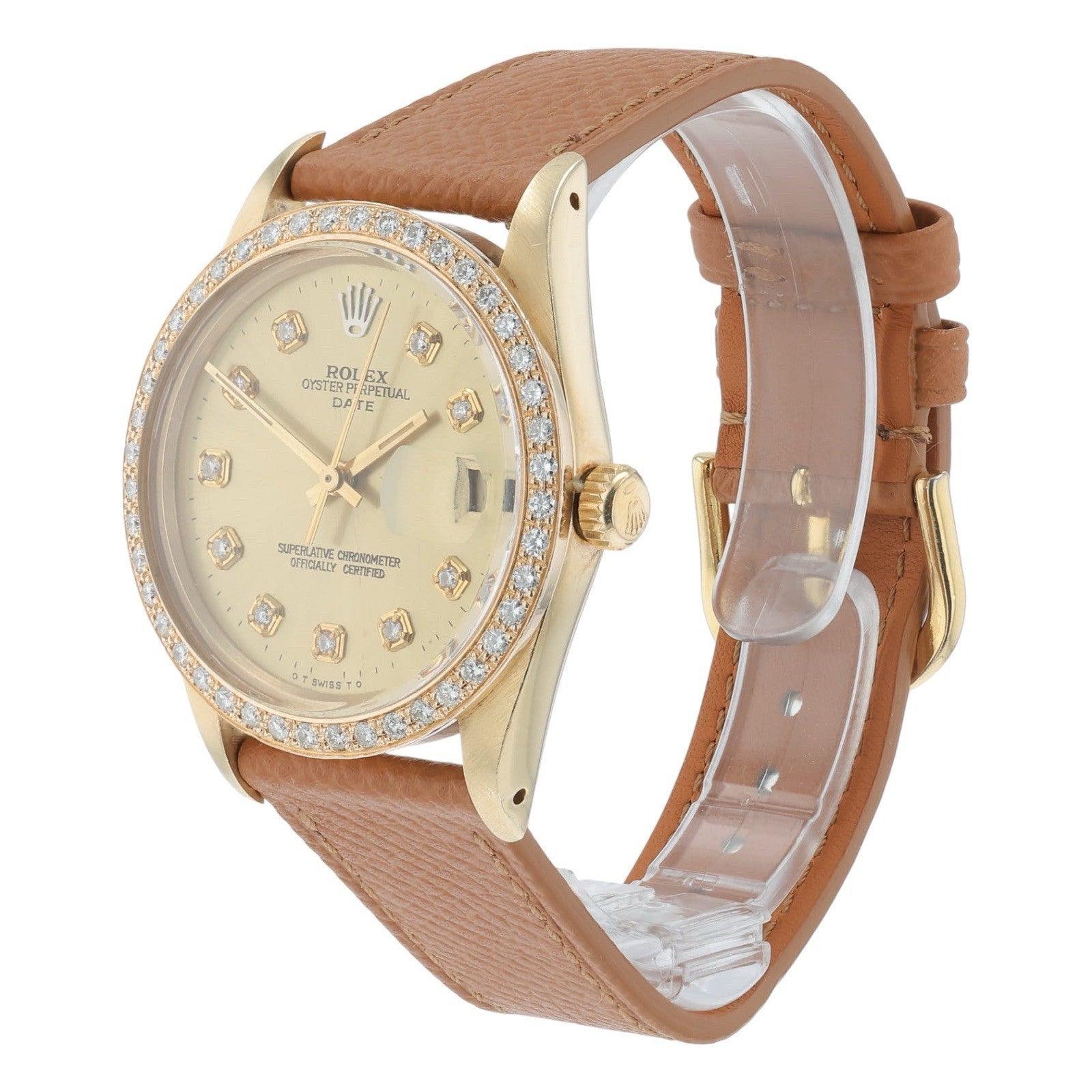 Rolex Oyster Perpetual 18k Yellow Gold Champagne Dial 34mm Automatic Mens 15037