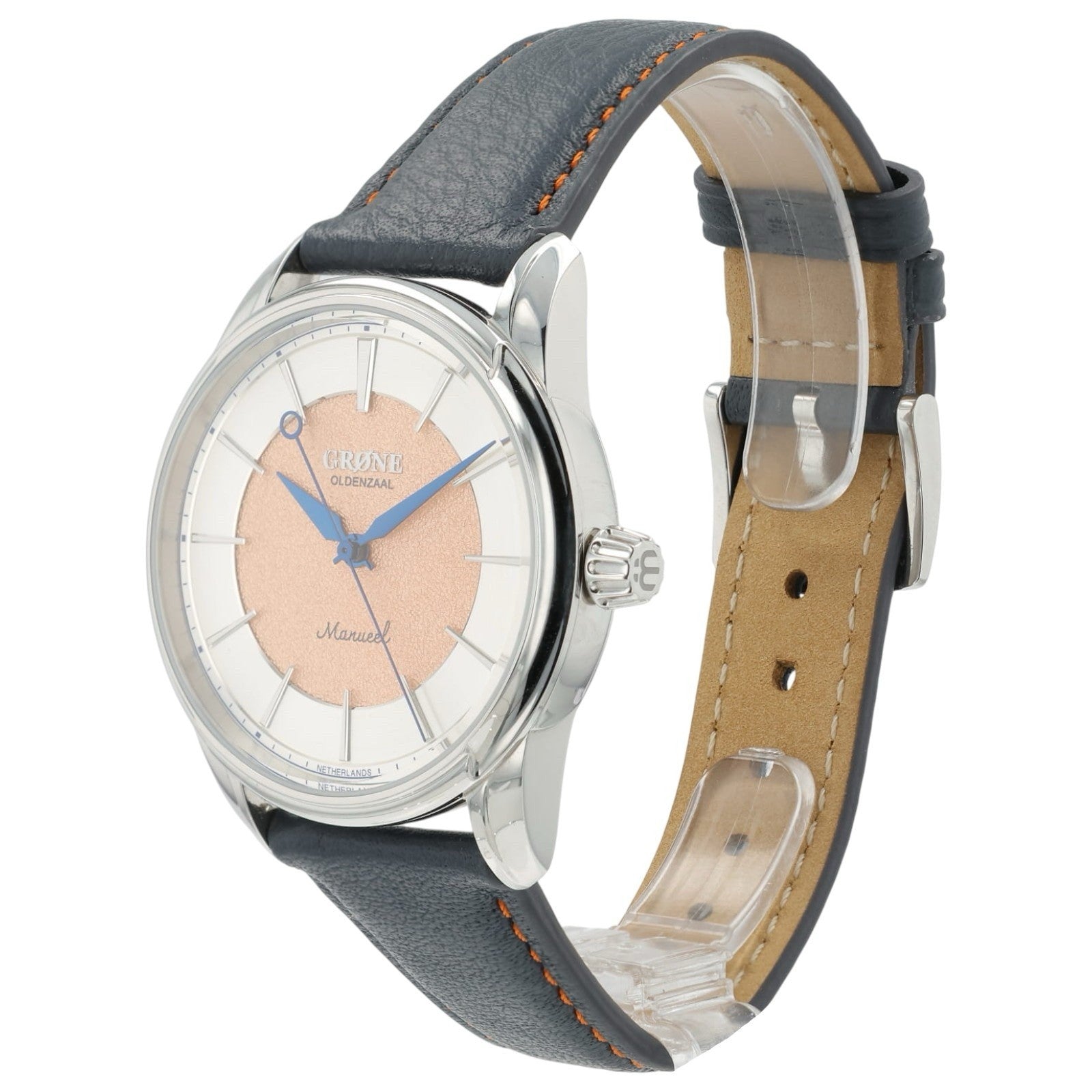 Grone Manueel One Salmon Dial Stainless Steel 38mm Manual Wind Men’s Watch