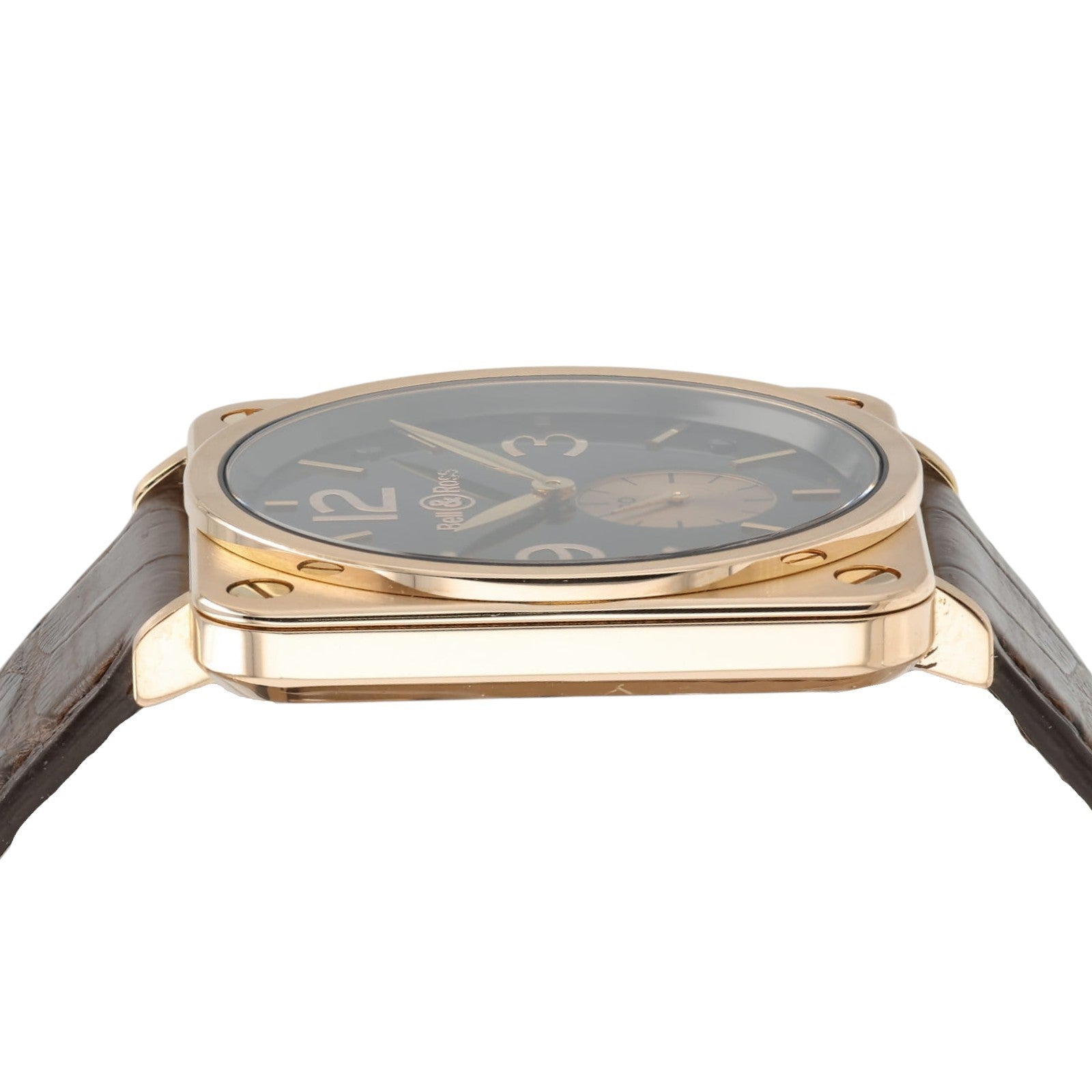 Bell & Ross Black Dial 18k Rose Gold 39mm Manual Wind Mens Watch BRS-70-R