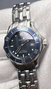 Omega Seamaster Ladies 300M Quartz Movement Watch Blue Dial Ref. 596.1505