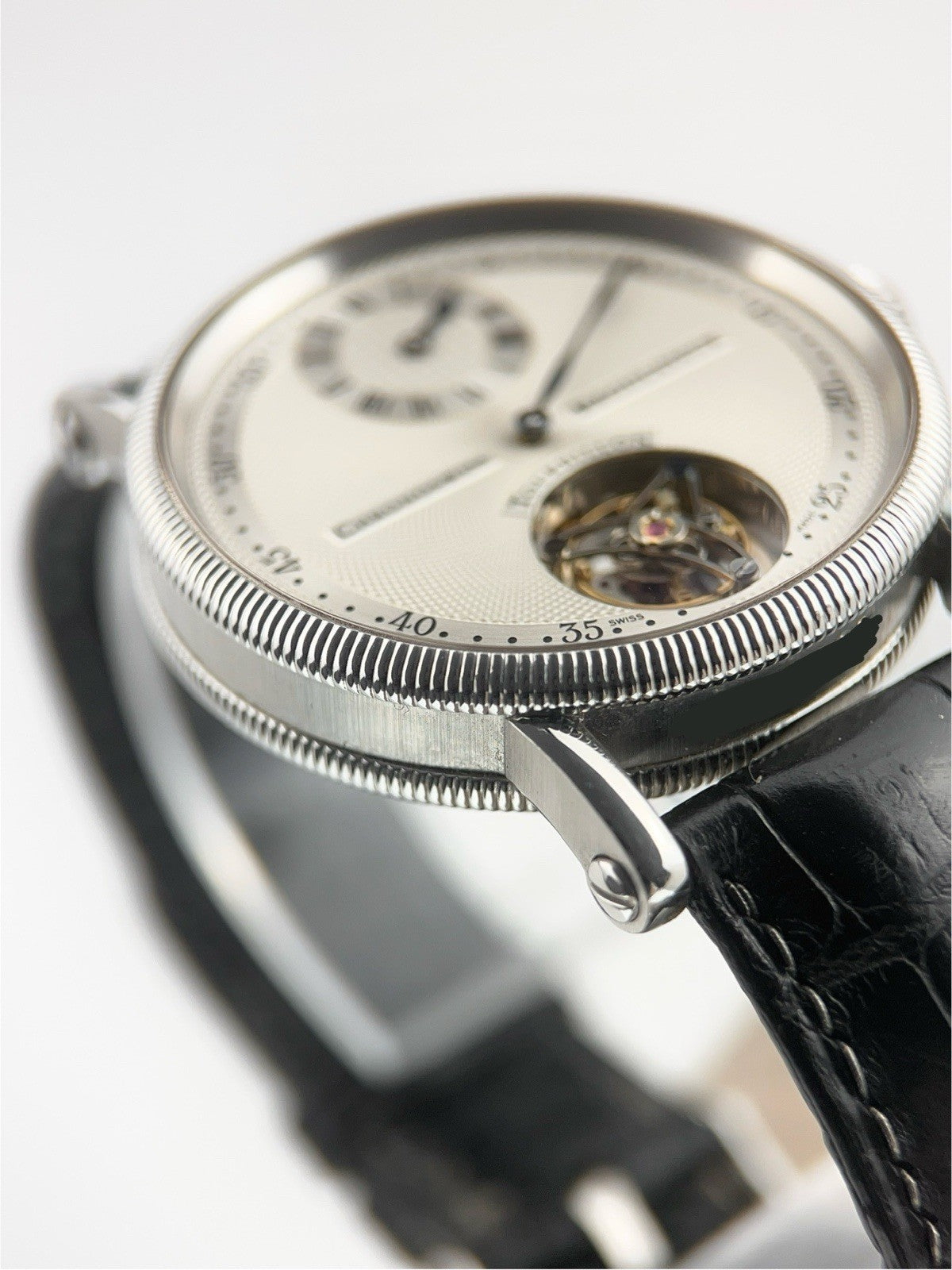 Chronoswiss Regulateur Tourbillon Steel Silver Dial 38mm Manual Wind Mens CH3123