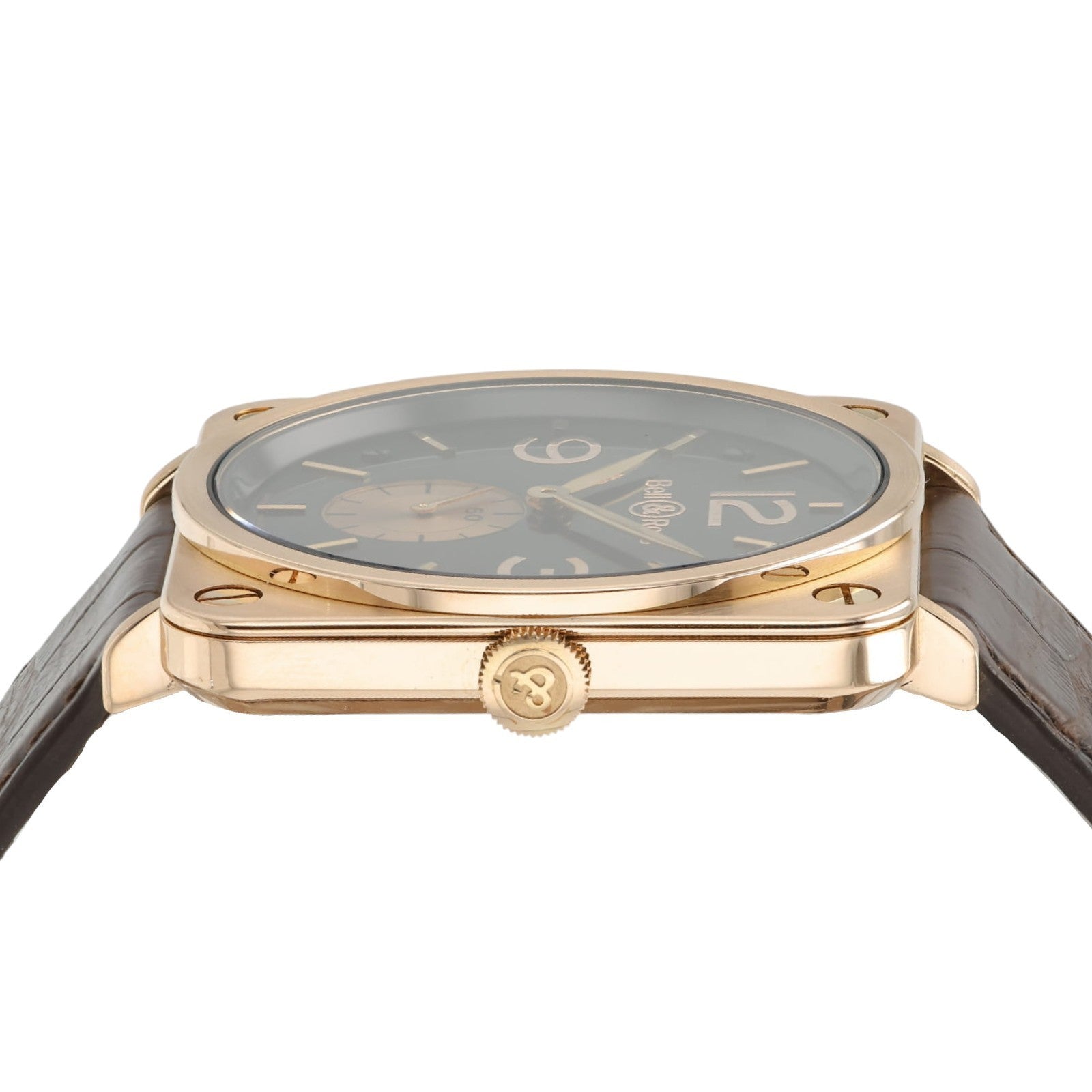 Bell & Ross Black Dial 18k Rose Gold 39mm Manual Wind Mens Watch BRS-70-R