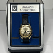 Bulova Accutron 14kt Gold 36mm Case Day Date F28110 M8 & Vintage Display Box