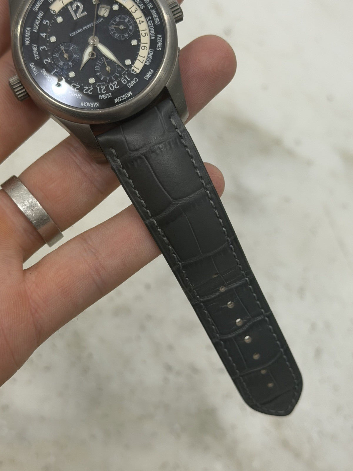 Girard Perregaux World Time Titanium Chronograph Automatic 4980 Watch - AS IS
